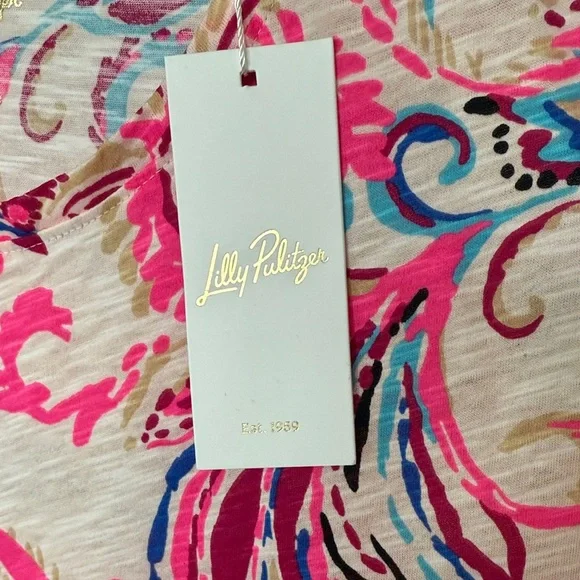 Lilly Pulitzer NWT Etta “Coconut Flitting About” Paisley Top in Ladies Large - Picture 8 of 13